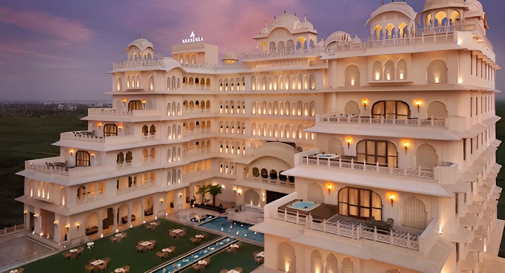 Figure 4: Anantara Jewel Bagh Jaipur Exterior at Dusk
