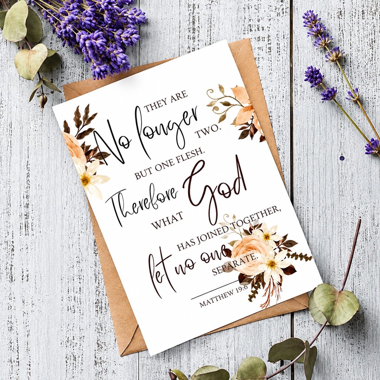 Bible verse wedding card with Matthew 19:6