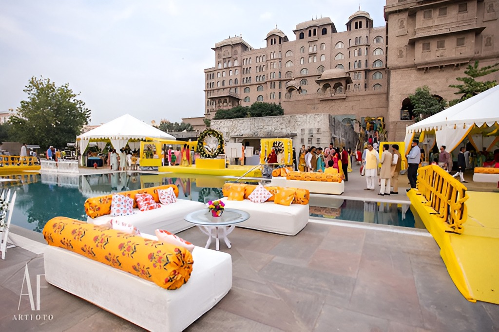 Poolside Mehendi Setup at Fairmont Jaipur