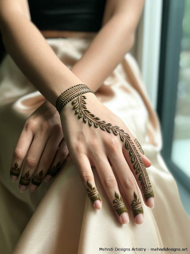 Elegant leaf trail minimal mehndi – timeless choice for modern brides